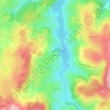 Carte topographique L'Huis Bargeot, altitude, relief