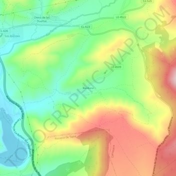 Carte topographique Benllera, altitude, relief