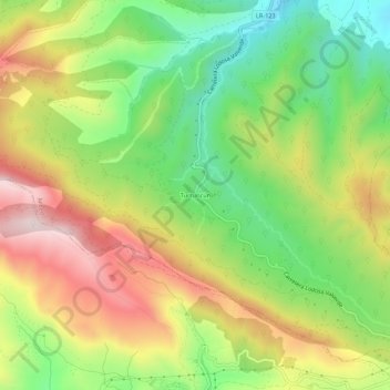 Carte topographique Turruncún, altitude, relief