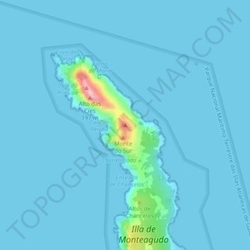 Carte topographique Monte Agudo, altitude, relief