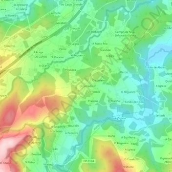 Carte topographique O Cerrado, altitude, relief