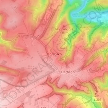 Carte topographique Morsbach, altitude, relief