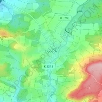 Carte topographique Lippach, altitude, relief