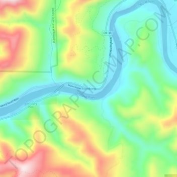 Carte topographique Scottsburg, altitude, relief