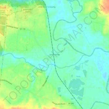 Carte topographique South Anna, altitude, relief