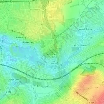 Carte topographique Kaiserberg, altitude, relief