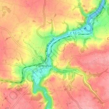 Carte topographique Guelzic, altitude, relief