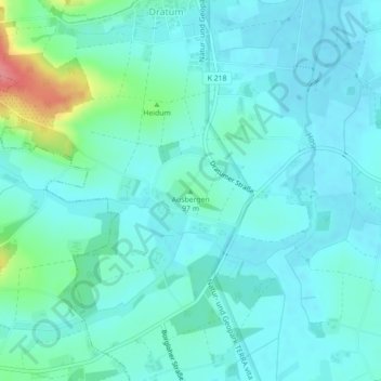 Carte topographique Ausbergen, altitude, relief
