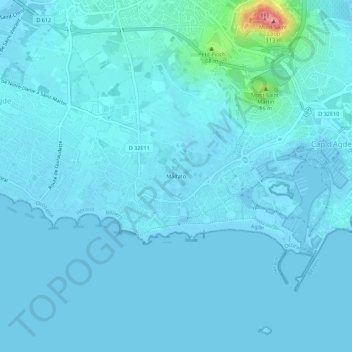 Carte topographique Malfato, altitude, relief