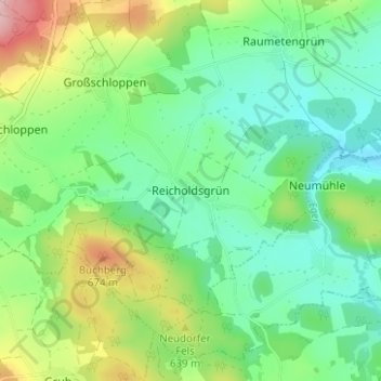 Carte topographique Reicholdsgrün, altitude, relief