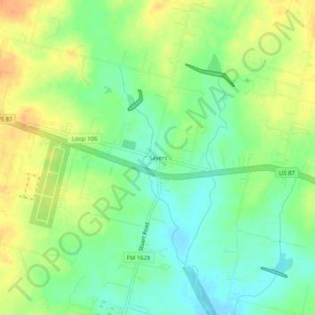 Carte topographique Sayers, altitude, relief