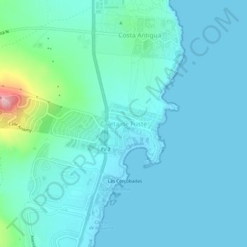 Carte topographique Caleta de Fuste, altitude, relief
