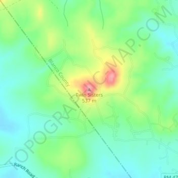 Carte topographique Twin Sisters, altitude, relief