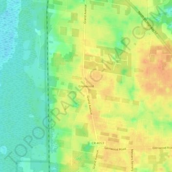 Carte topographique Glenwood, altitude, relief