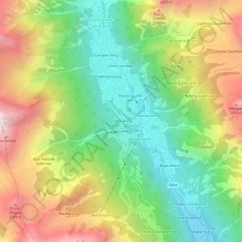 Carte topographique Obre Biel, altitude, relief
