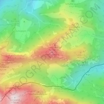 Carte topographique Hochsalwand, altitude, relief
