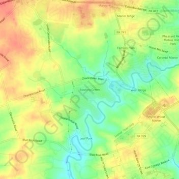 Carte topographique Bowling Green, altitude, relief