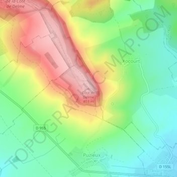 Carte topographique Côte de Delme, altitude, relief