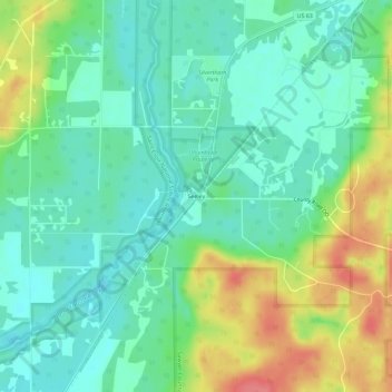 Carte topographique Seeley, altitude, relief