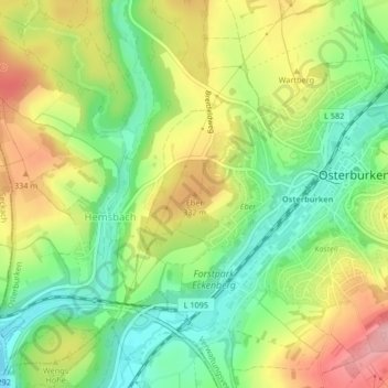 Carte topographique Eber, altitude, relief