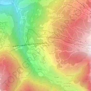 Carte topographique Plan Peisey, altitude, relief