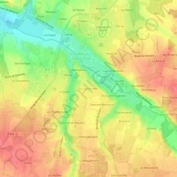 Carte topographique La Carronnière, altitude, relief