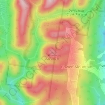Carte topographique Bowen Mountain, altitude, relief