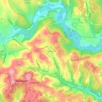 Carte topographique Beechmont, altitude, relief