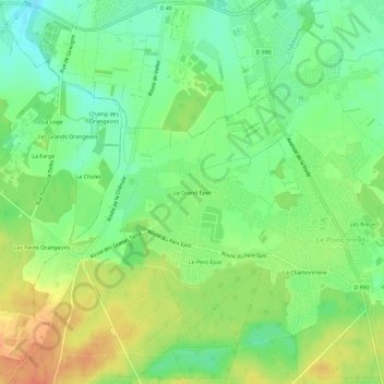 Carte topographique Le Grand Épot, altitude, relief