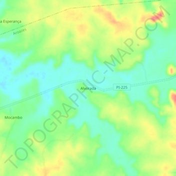 Carte topographique Alvorada, altitude, relief