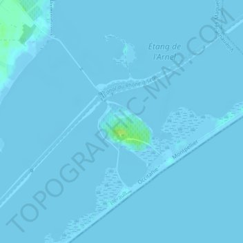 Carte topographique Maguelone, altitude, relief