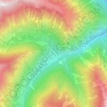 Carte topographique Bagni di Vinadio, altitude, relief