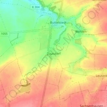 Carte topographique Daasdorf, altitude, relief