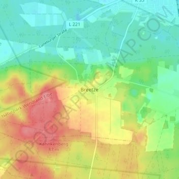 Carte topographique Breetze, altitude, relief