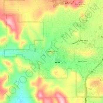 Carte topographique Fort McDonald, altitude, relief