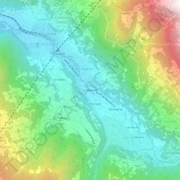 Carte topographique Le Martinet, altitude, relief