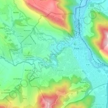 Carte topographique Moulinery, altitude, relief