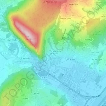 Carte topographique Bromines, altitude, relief