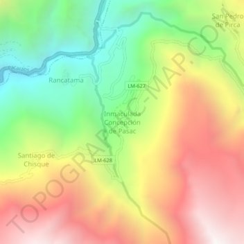 Carte topographique Inmaculada Concepción de Pasac, altitude, relief