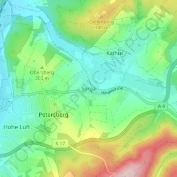 Carte topographique Sorga, altitude, relief