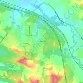 Carte topographique Dillans Scrub, altitude, relief