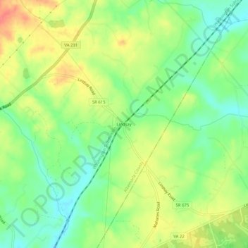 Carte topographique Lindsay, altitude, relief