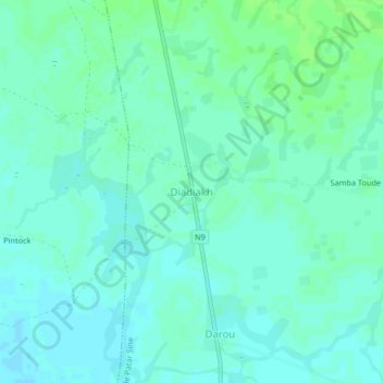 Carte topographique Diadiakh, altitude, relief