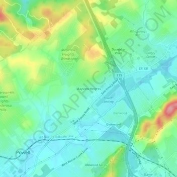 Carte topographique Mayview Heights, altitude, relief