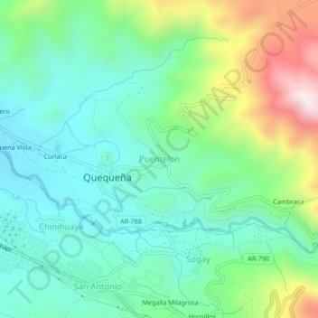 Carte topographique Puentelon, altitude, relief