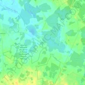 Carte topographique Le Blizon, altitude, relief