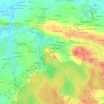 Carte topographique Papillon, altitude, relief