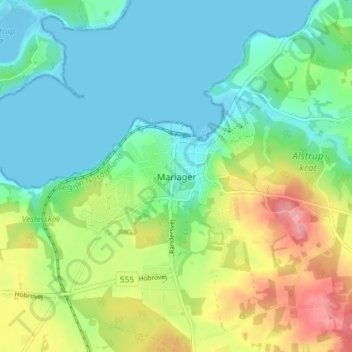Carte topographique Mariager, altitude, relief