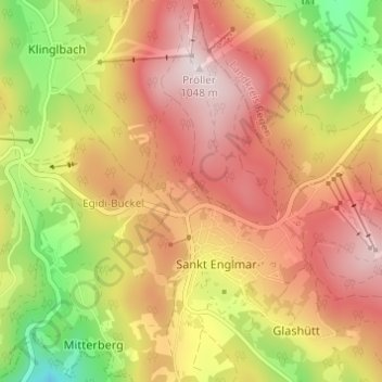 Carte topographique Hügelhof, altitude, relief