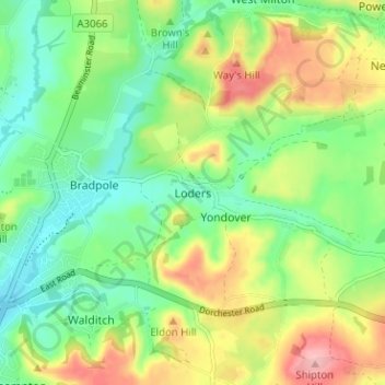 Carte topographique Loders, altitude, relief